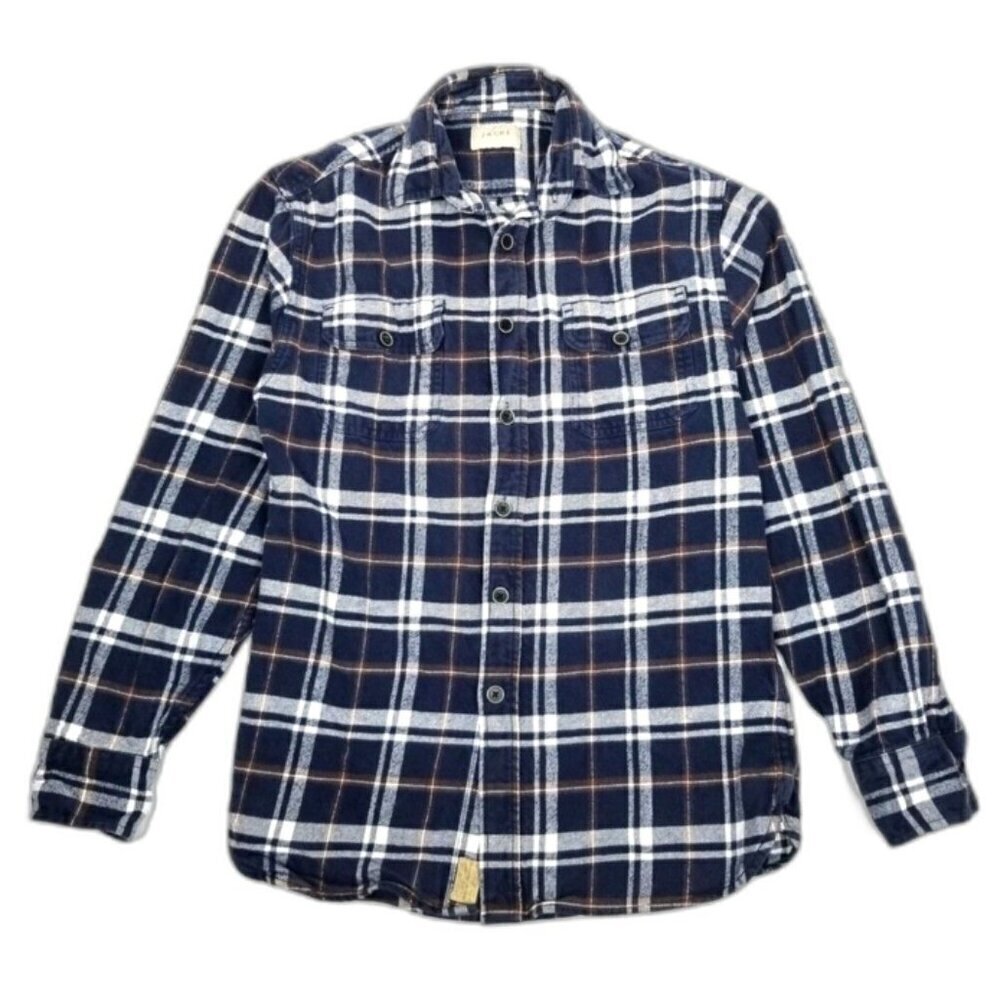 JACHS NY Blue Brawny Plaid Cotton Flannel Shirt Wester Button Down Casual Small